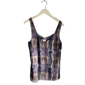 CAbi Purple Graphic Workwear Tank Top Business Casual Lightweight Size Large